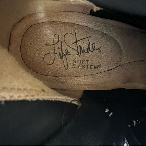 LifeStride Black Faux Suede Stretch Block Heel Comfort Ankle Bootie Boots SZ 9 - Picture 16 of 16